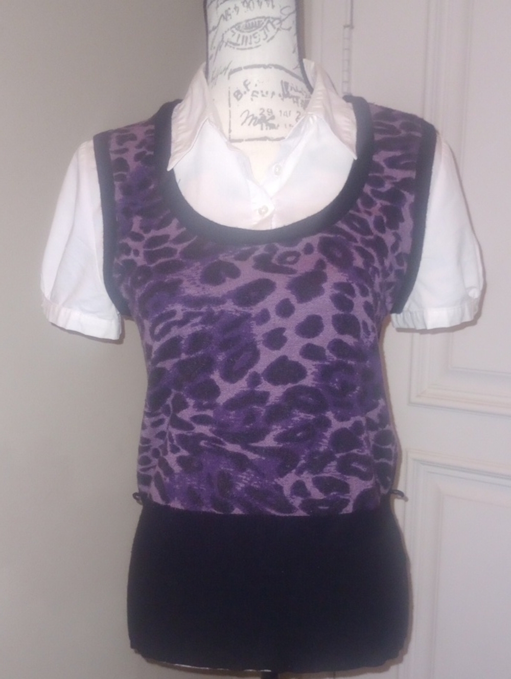 Apt 9 Purple Leopard Print Layered-Style Women's Sweater